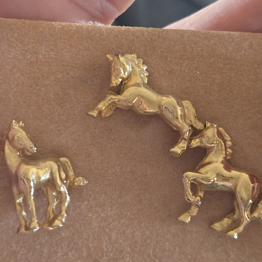 Gold Horse Stud Earrings